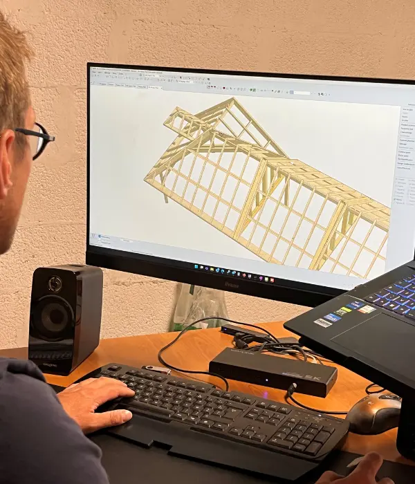 vue 3D charpente bureau d'étude de Audomar'Bois à Saint-omer (62)