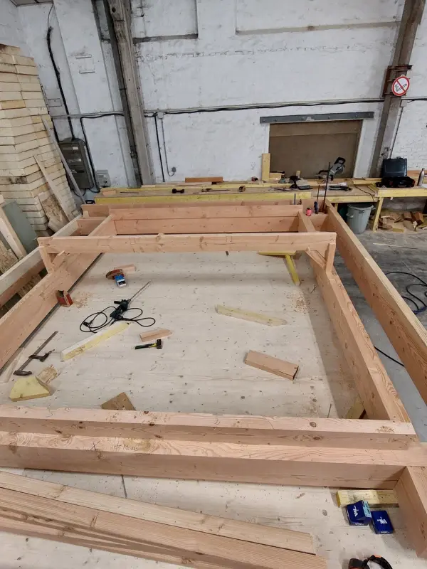 construction en atelier d'une extension de maison à Longueville, par Audomar'Bois Saint-Omer (62)