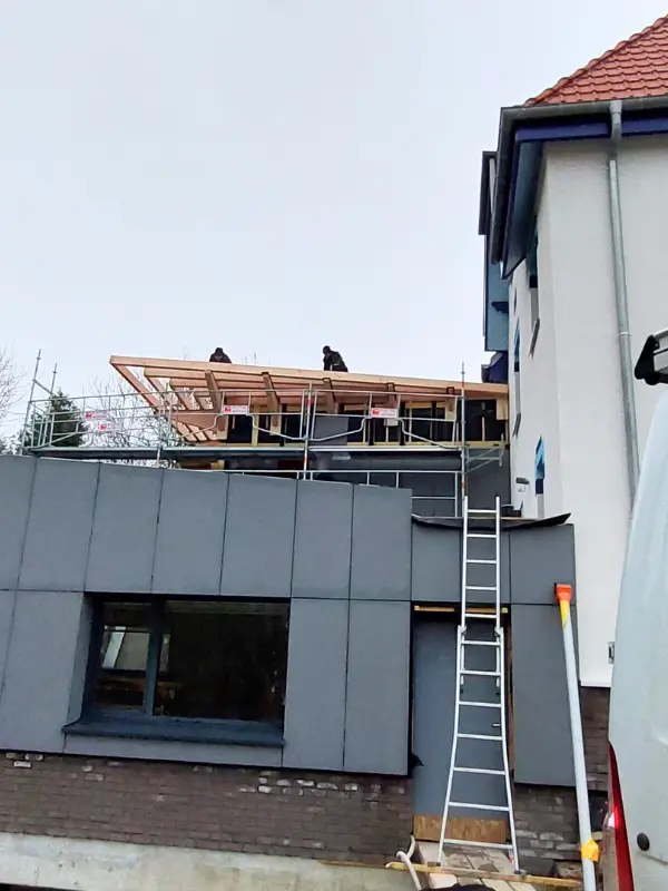 chantier en cours pour une extension d'entreprise à Saint-Omer, par Audomar'Bois Saint-Omer (62)