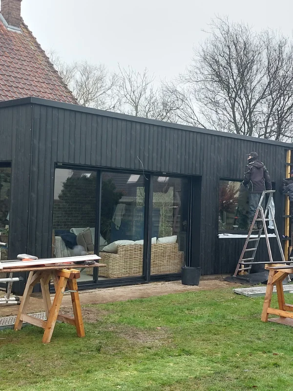 chantier terminé, extension à Moringhem réalisée par Audomar'bois à Saint-Omer (62)