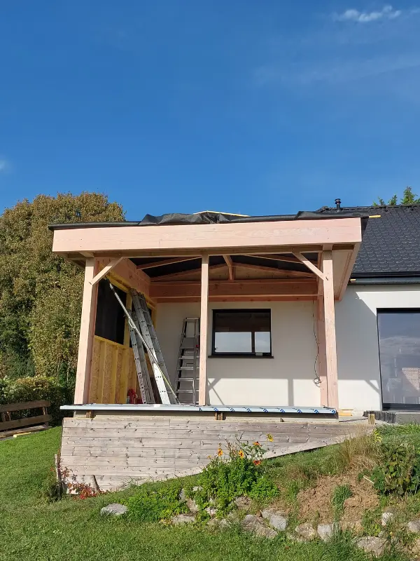 chantier en cours pour une extension de maison à Longueville, par Audomar'Bois Saint-Omer (62)