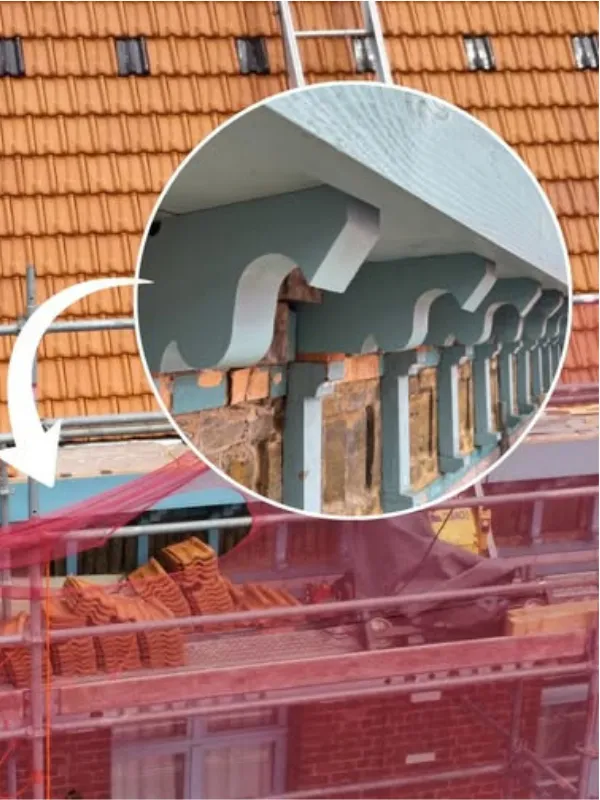 façonnage sur mesure des corbeaux en bois Douglas, villa Marguerite, Saint-Omer (62)