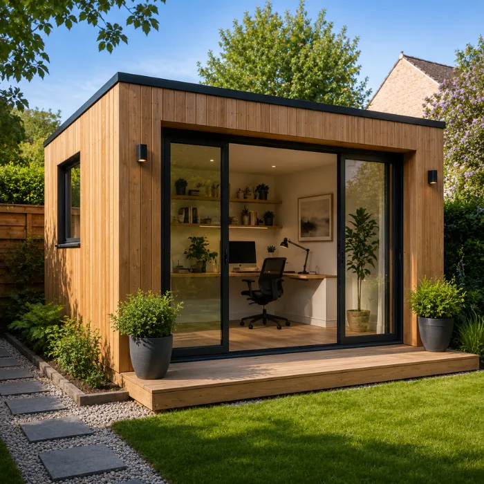 extension en bois d'un bureau