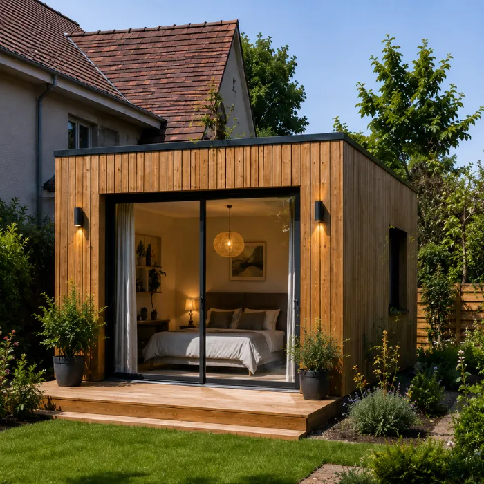 extension en bois d'une chambre