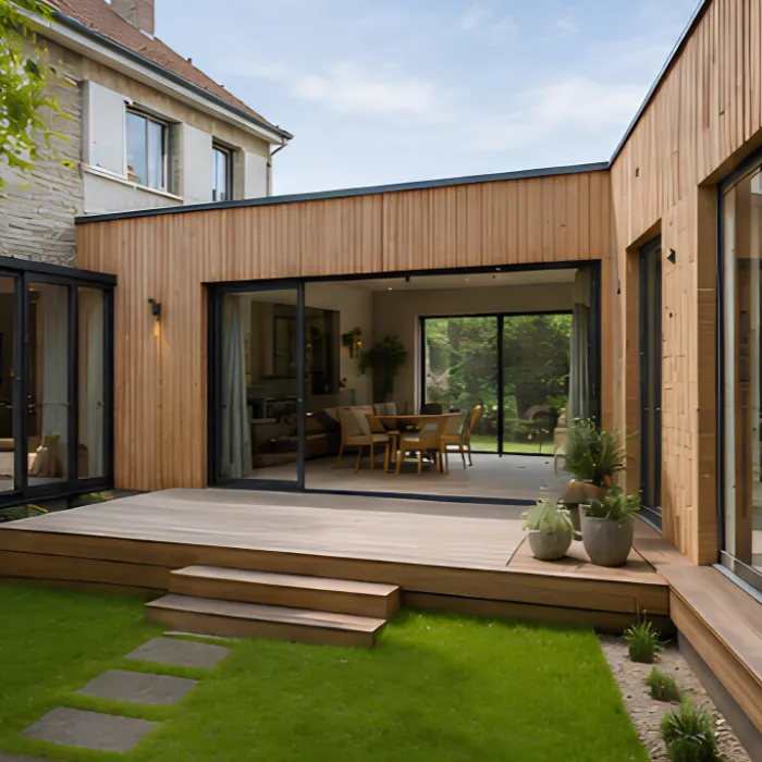 extension en bois d'une salle à manger